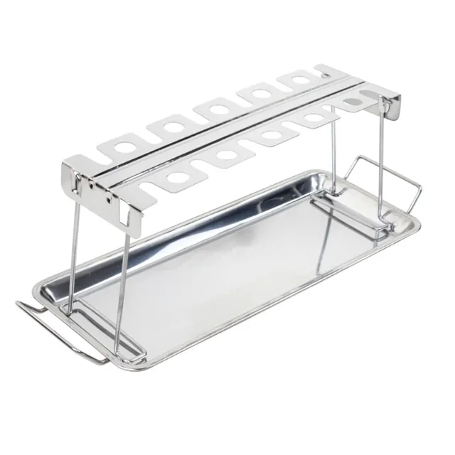 santos-h-hnchenschenkel-halter-edelstahl-43-cm-f-r-22-teile-mit-auffangschale image 1