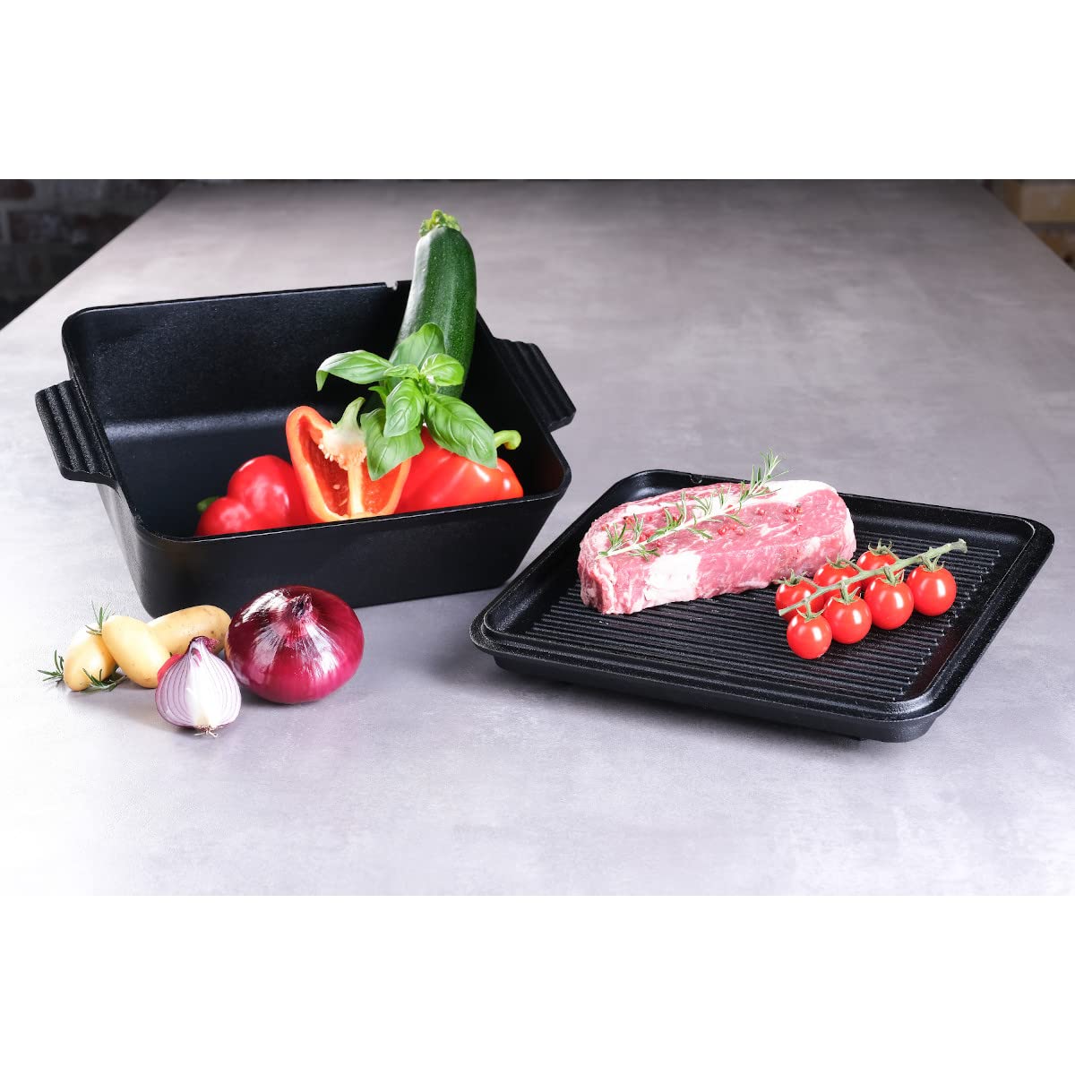 santos-guss-kastenform-5-5l-34x24x14-5-cm-eckiger-schmortopf-aus-gusseisen-mit-d image 4