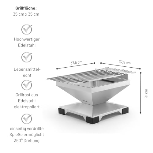 th-ros-t2-holzkohle-tischgrill-schaschlikspie-edelstahl image 6