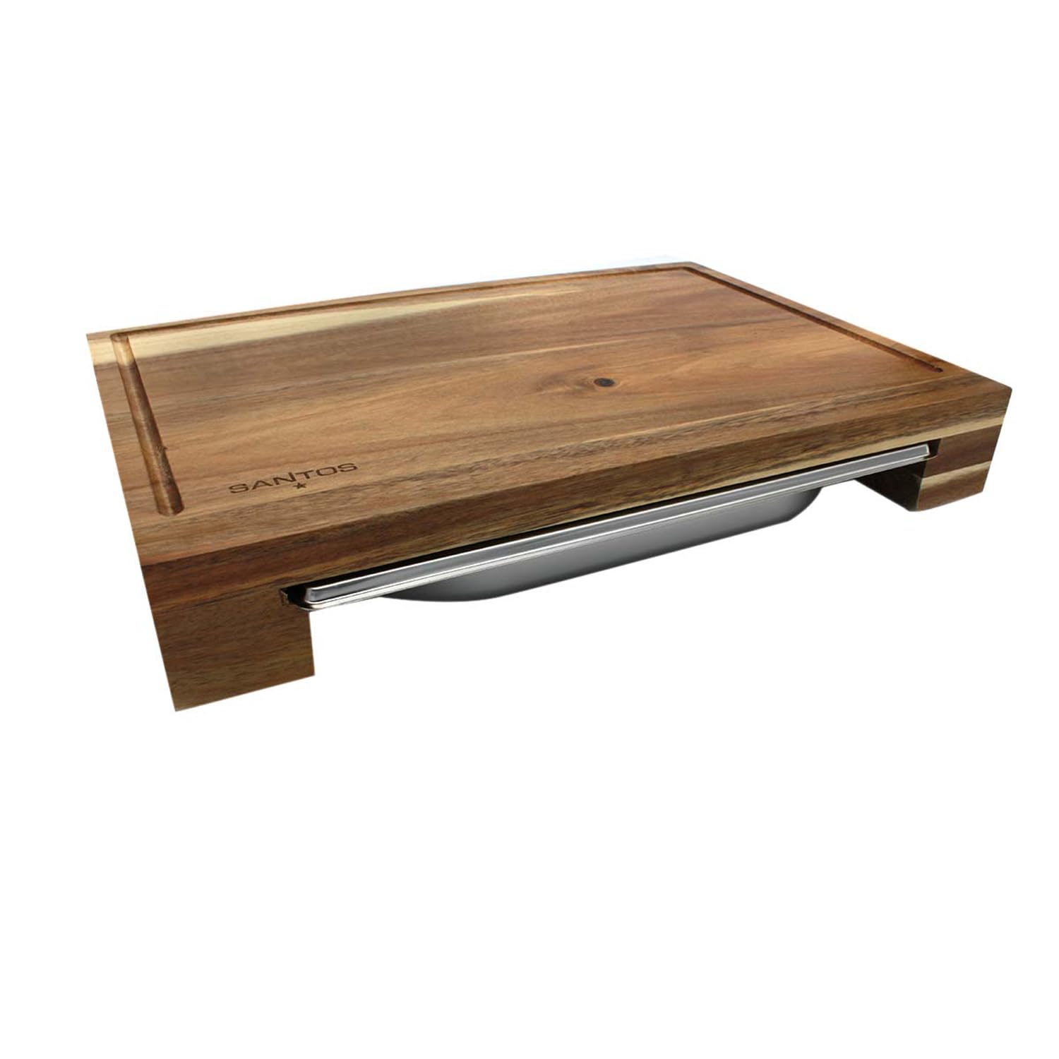 santos-schneidebrett-akazie-xl-43x28-cm-mit-auffangschale image 2