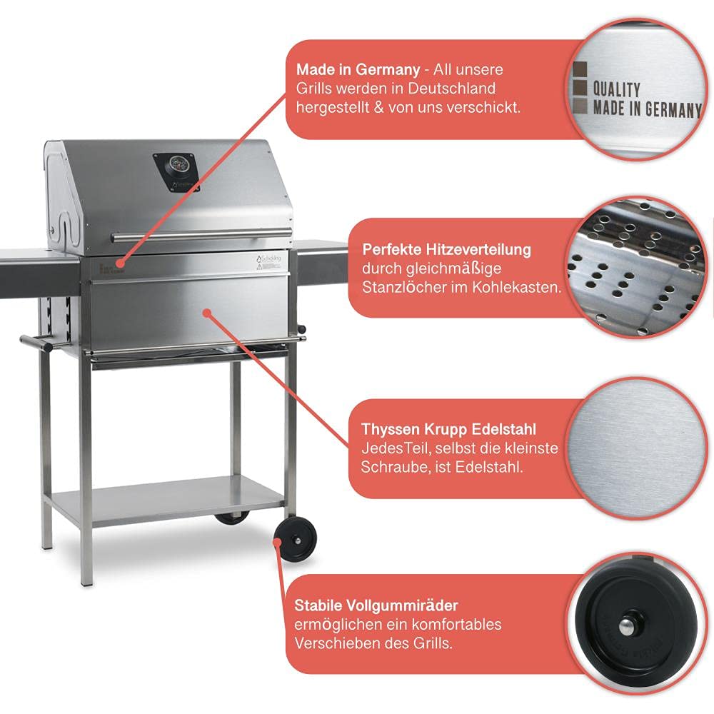 schickling-premio-ii-barbecue-holzkohlegrill-edelstahl-grillwagen-mit-deckel-gri image 2