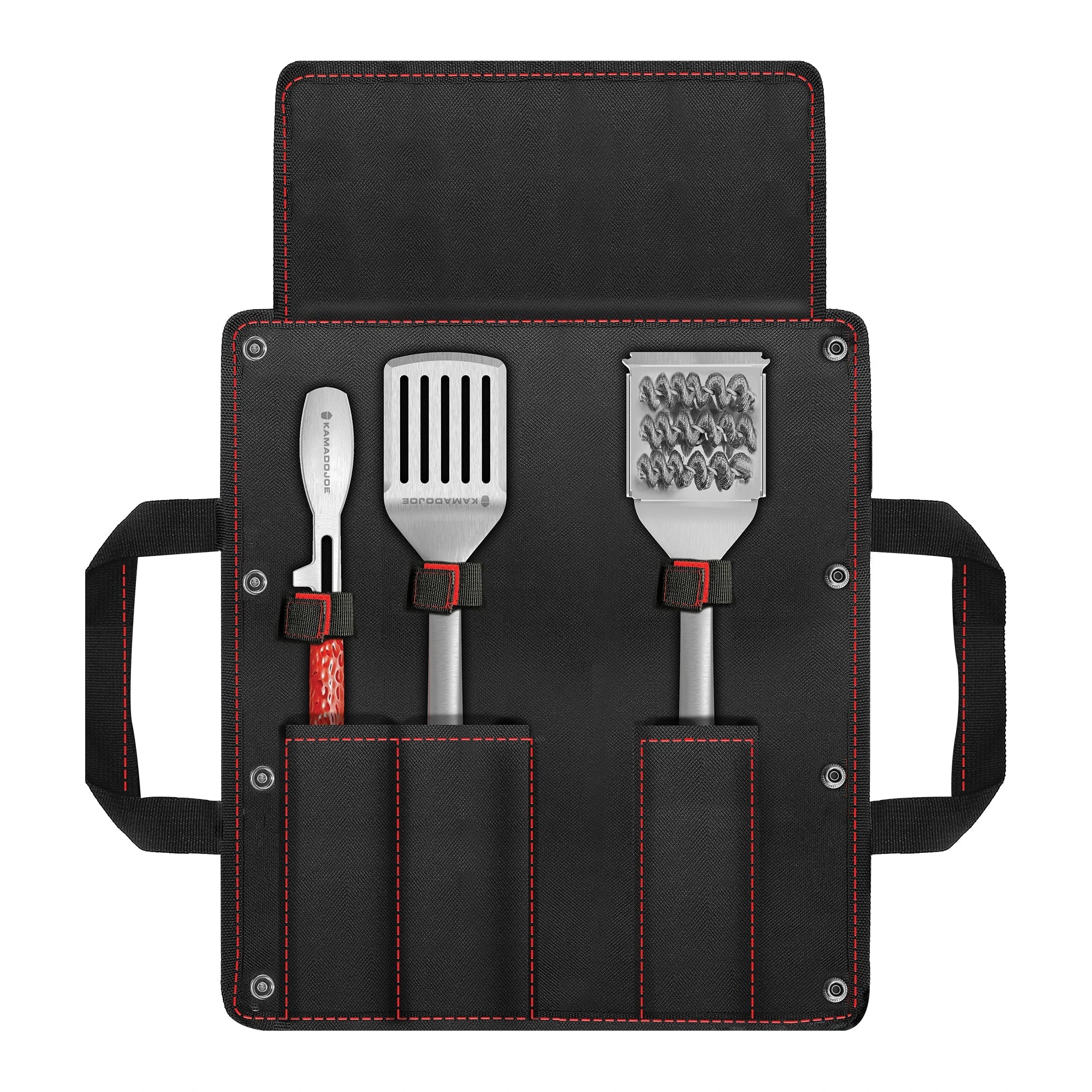 kamado-joe-krafted-steel-grillbesteck-set-pfannenwender-zange-und-grillb-rste image 1