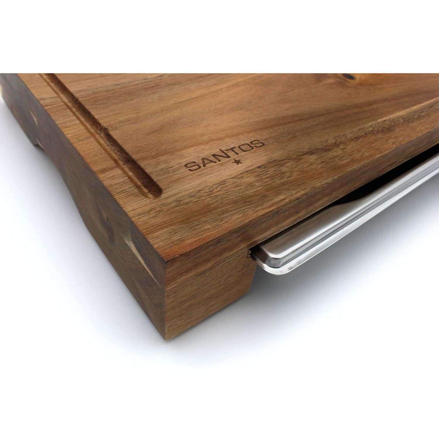 santos-schneidebrett-akazie-xl-43x28-cm-mit-auffangschale image 3