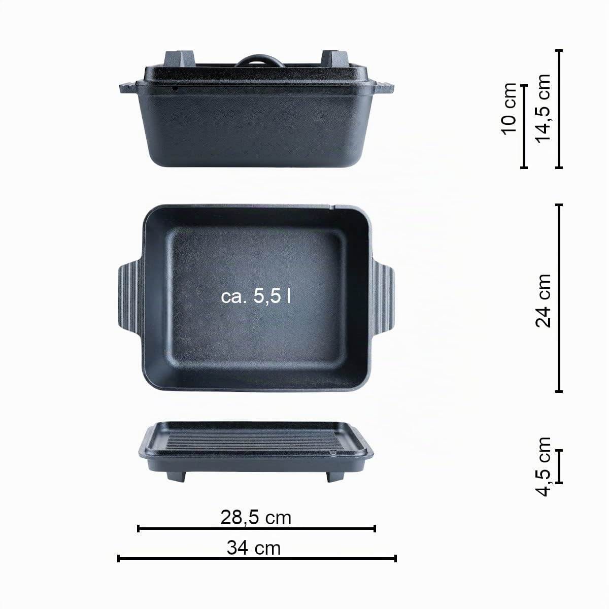 santos-guss-kastenform-5-5l-34x24x14-5-cm-eckiger-schmortopf-aus-gusseisen-mit-d image 5