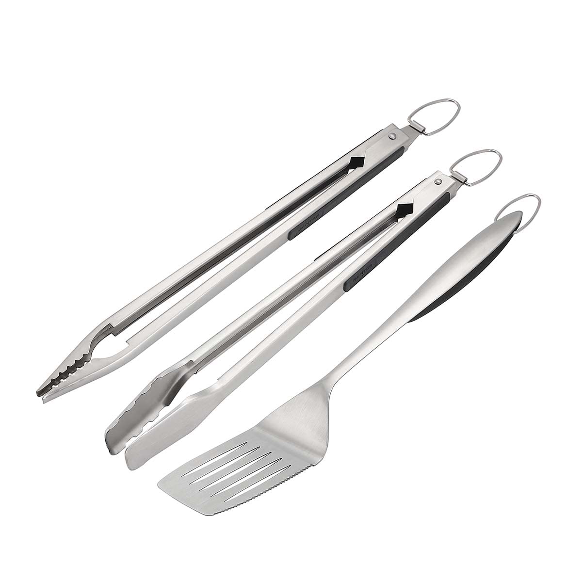 santos-grillbesteck-set-3-teilig-edelstahl-mit-zange-wender-und-pinzette image 1