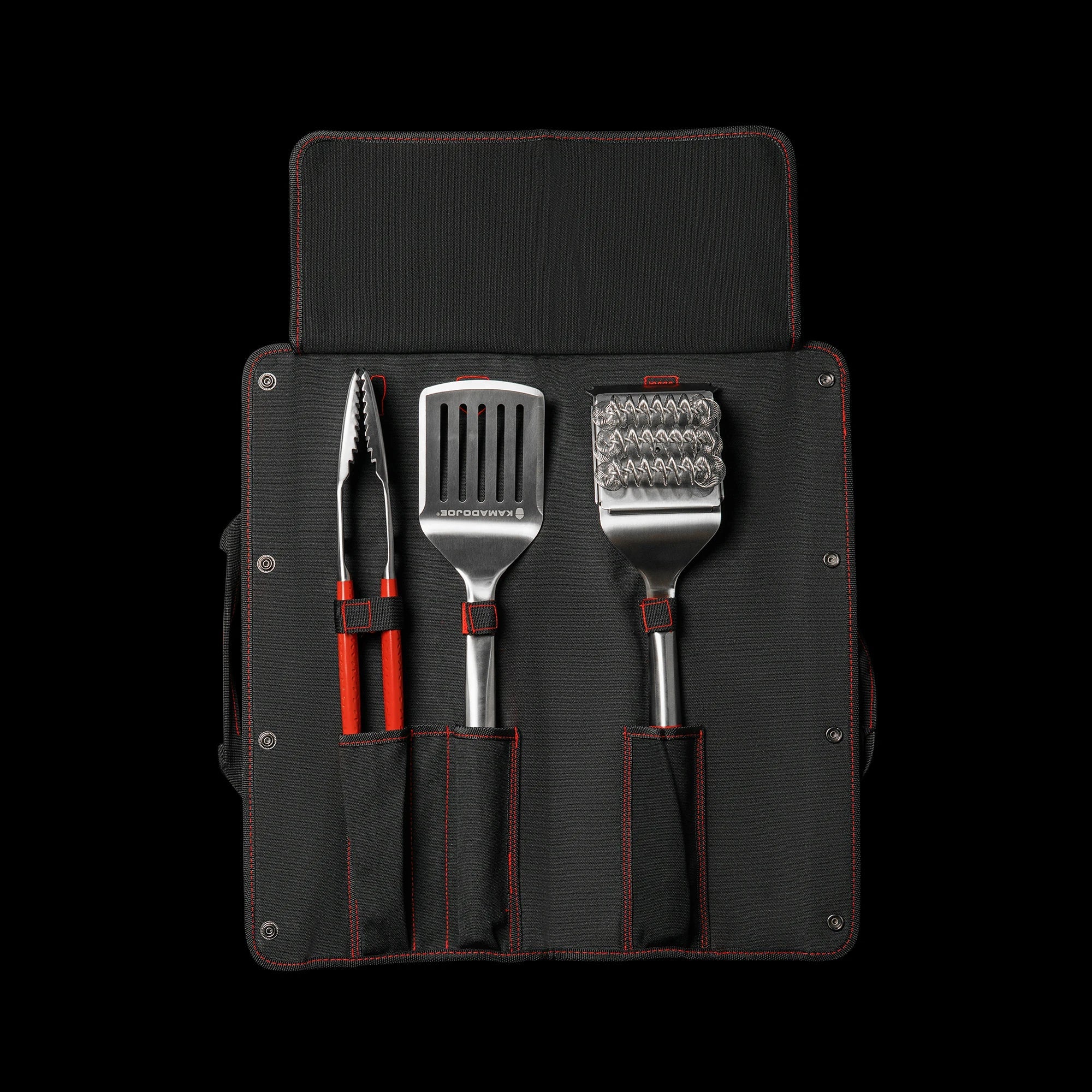 kamado-joe-krafted-steel-grillbesteck-set-pfannenwender-zange-und-grillb-rste image 2