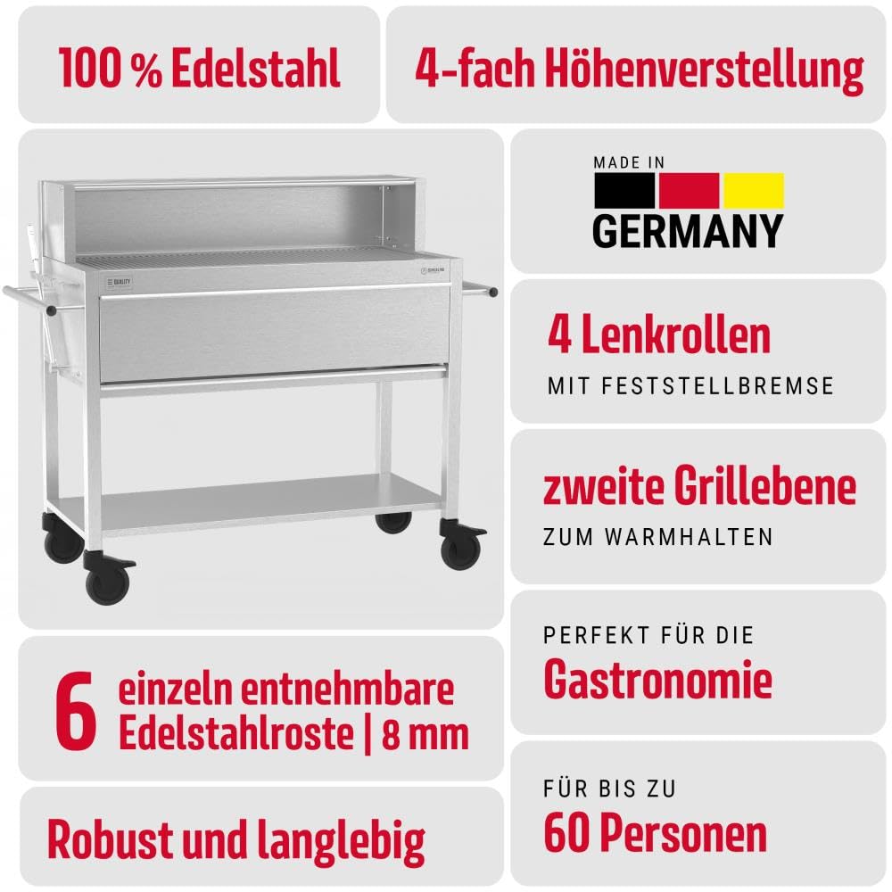 schickling-profistar-ii-gastro-holzkohlegrill-edelstahl-xxl-mit-4-lenkrollen image 2