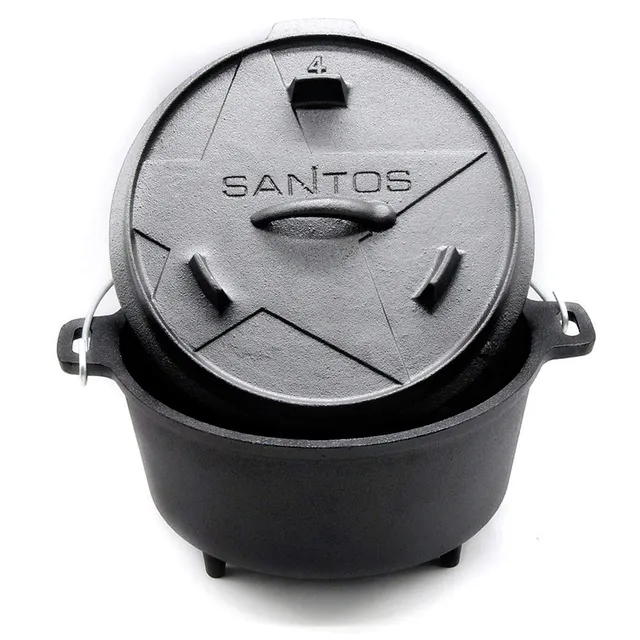 santos-dutch-oven-3-7-l-gusseisen-mit-f-en-und-deckel image 1