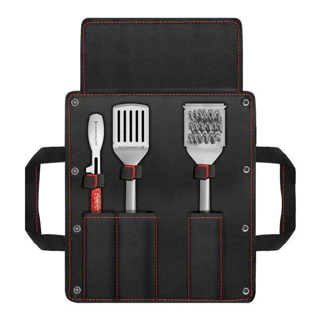kamado-joe-krafted-steel-grillbesteck-set-pfannenwender-zange-und-grillb-rste image 1