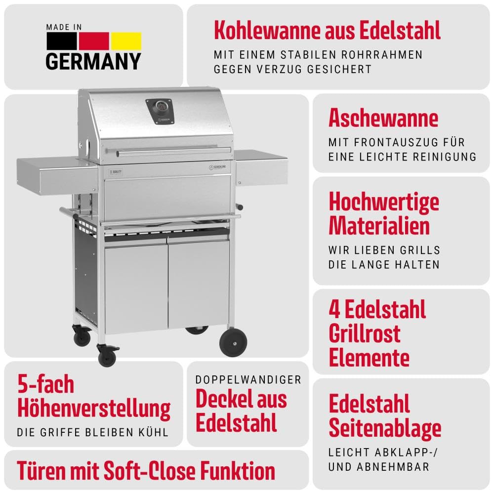 schickling-holzkohlegrill-willy-l-deluxe-edelstahl-mit-deckel image 2
