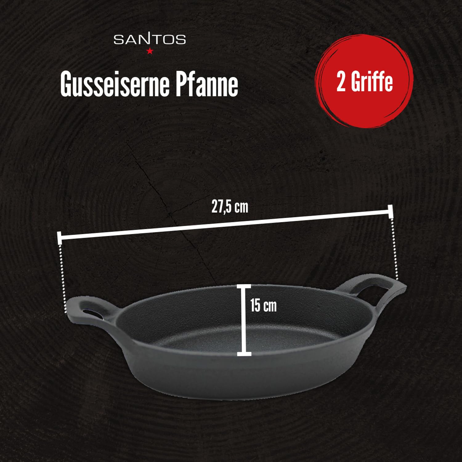 santos-gusseisenpfanne-oval-22x15cm-mit-2-griffen image 2
